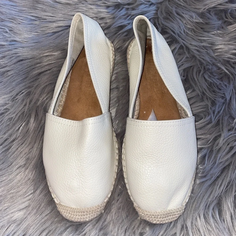 EUC Anthropologie Maypol Selena Pebbled Leather Espadrille Flats Size EU 39